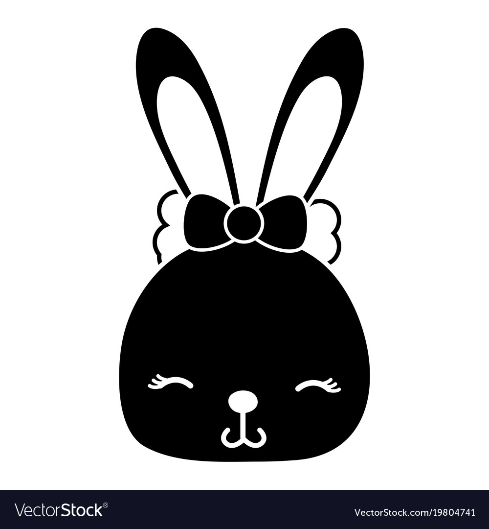 Silhouette shy rabbit head female wild animal Vector Image