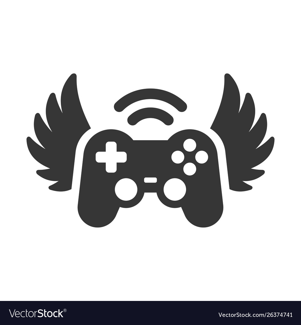 Ik denk dat ik ziek ben Jumping jack Goed Video game controller with wings icon logo Vector Image