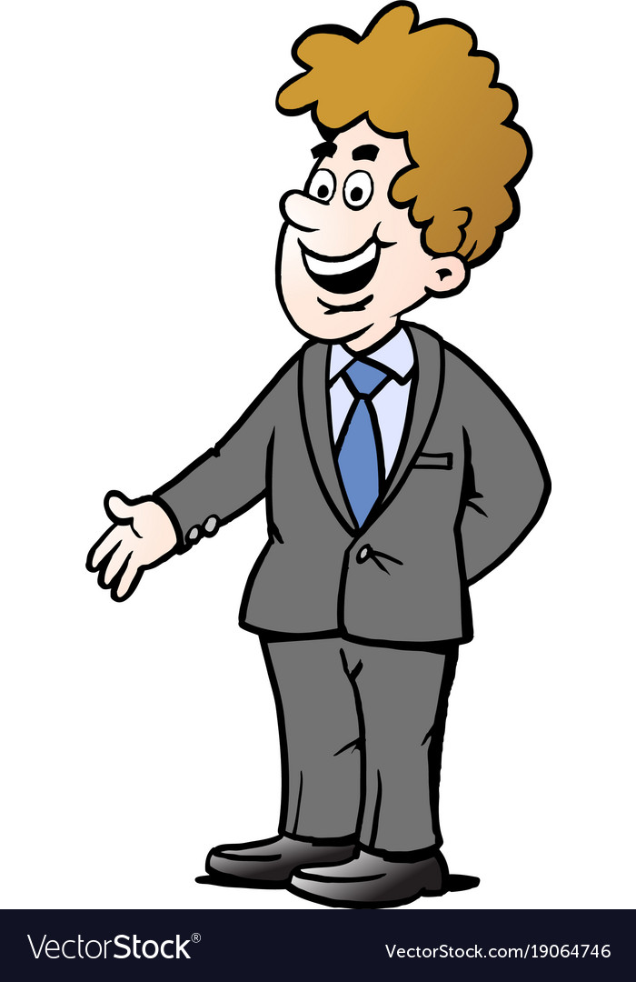 Cartoon a man who wears a gray suit Royalty Free Vector