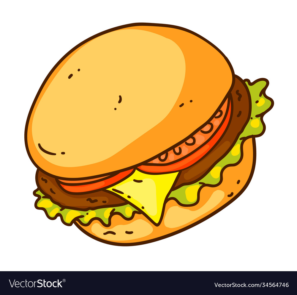 Cartoon burger isolated on white background Vector Image Cartoon burger isolated on white background Vector Image