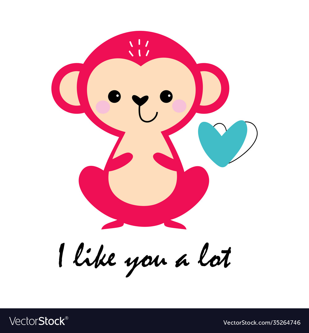 Cute Cartoon Monkey Love