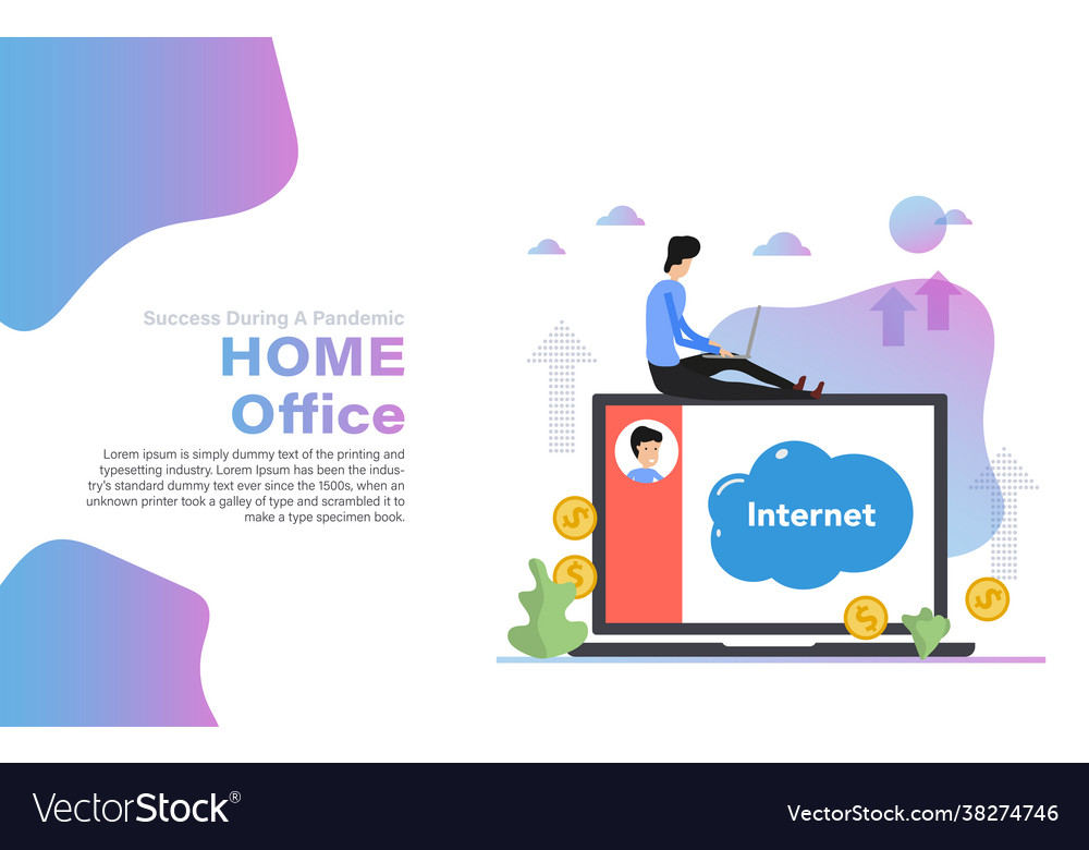 Flat design people on remote work