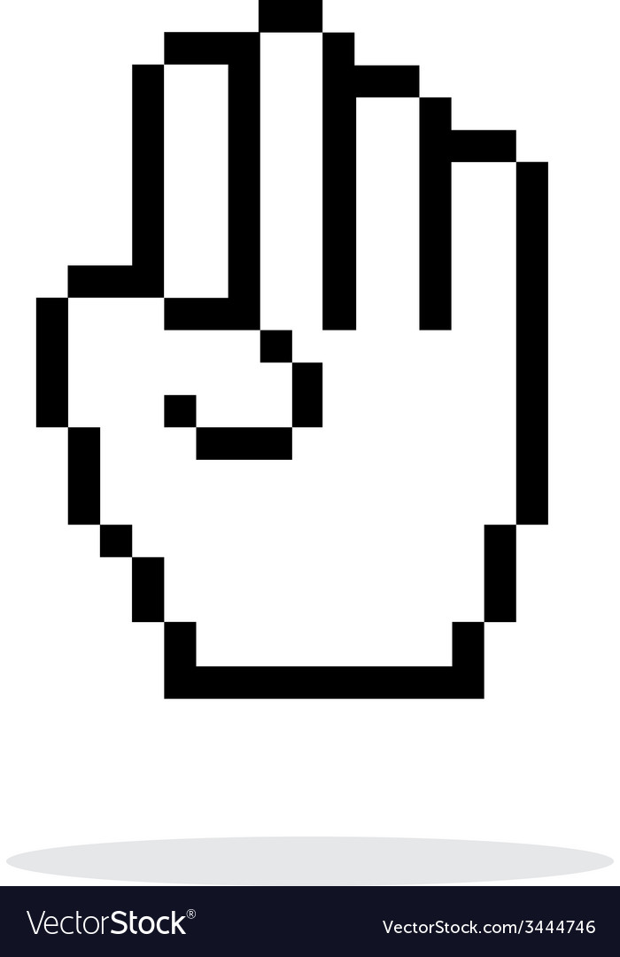 Vier Finger Pixel Hand Cursor-Symbol auf weiß