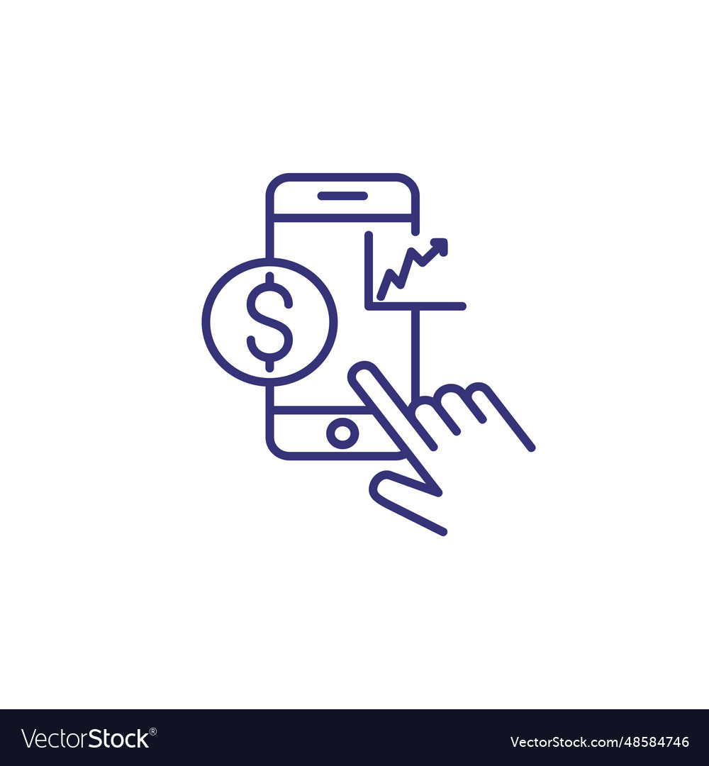 Mobile banking line icon