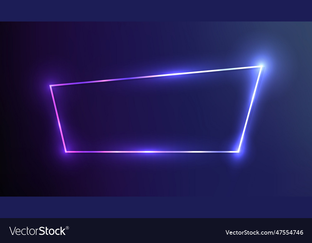 Neon trapezoid frame with shining effects Vector Image