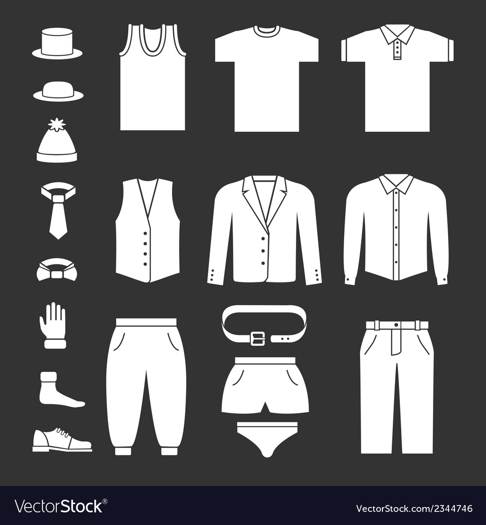 Set icons of men clothes and accessories