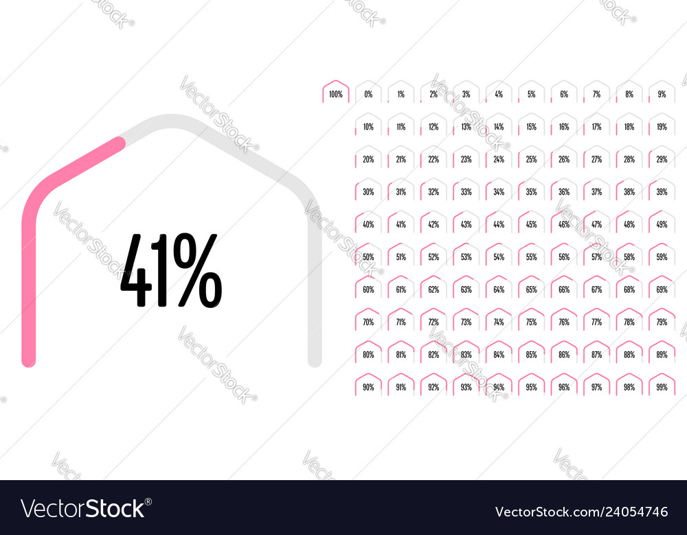 Set of circular sector hexagonal shape percentage vector image Set of circular sector hexagonal shape percentage