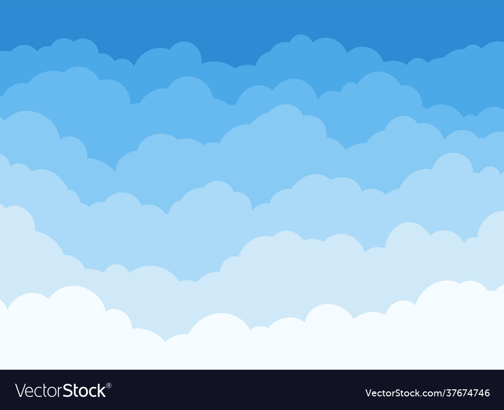 Sky and clouds cartoon cloudy pattern flat air Vector Image