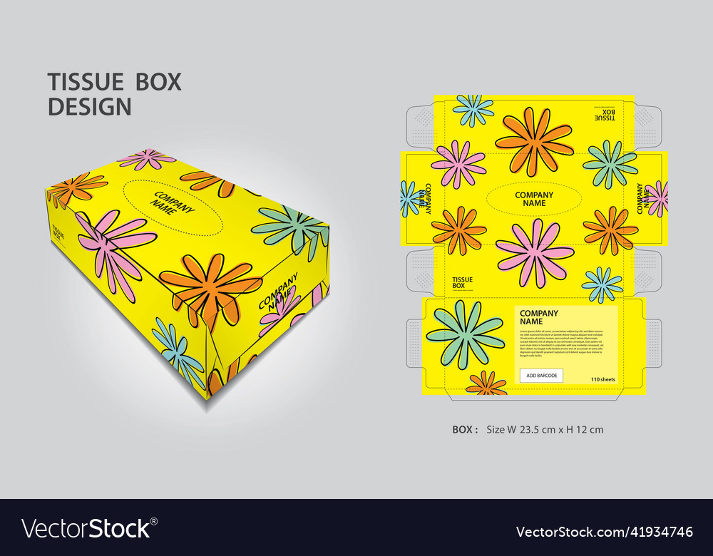 Tissue box design summer flowers background