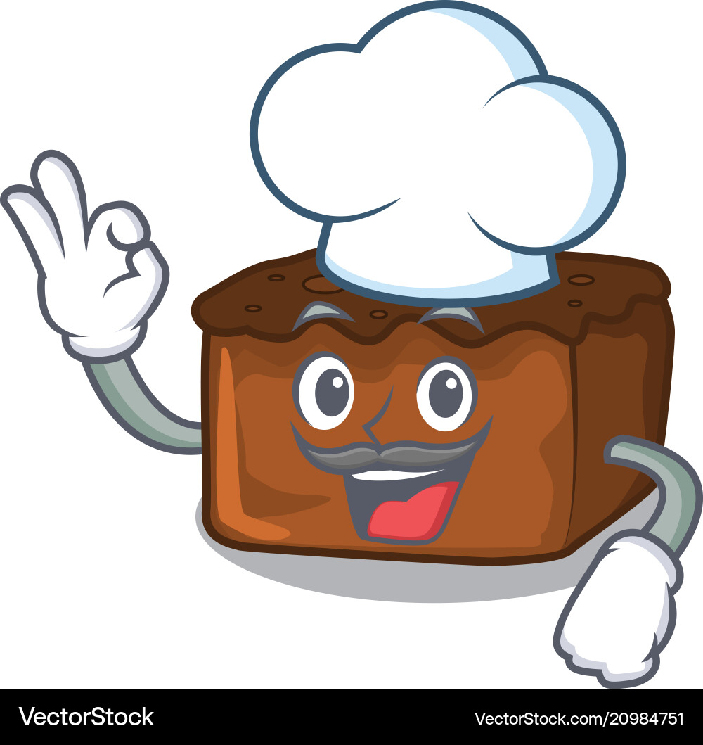 Chef brownies character cartoon style Royalty Free Vector