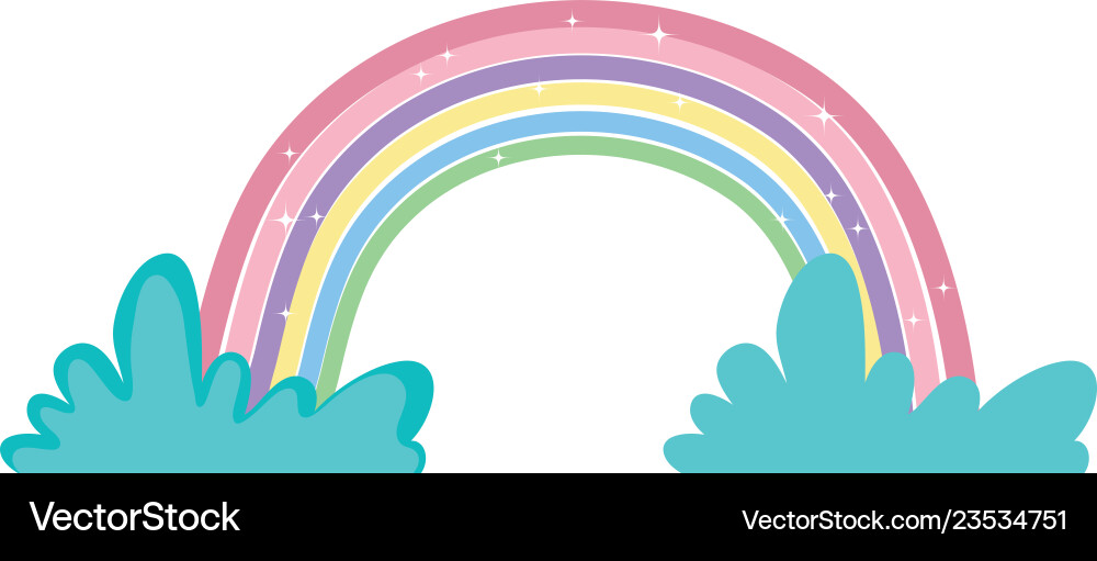 Cute rainbow with clouds Royalty Free Vector Image