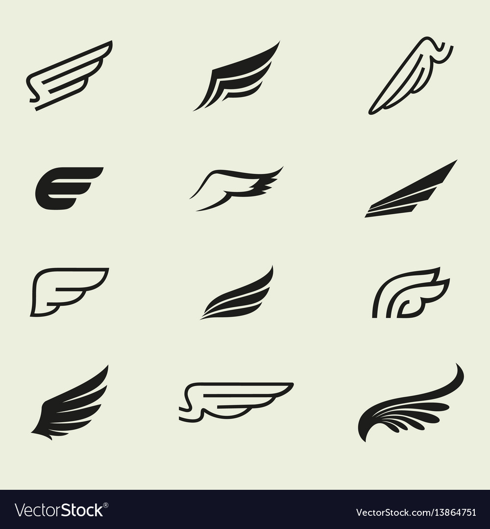 Wings icons set 1 Royalty Free Vector Image - VectorStock Wings icons set 1 Royalty Free Vector Image - VectorStock