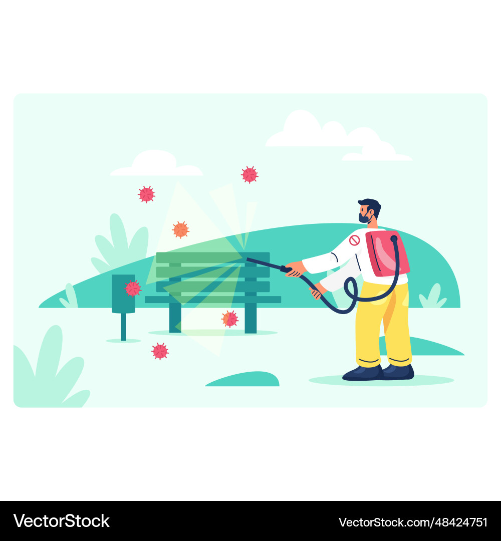 Worker performing protection against different Vector Image