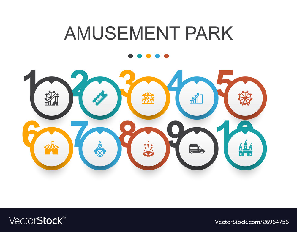 Amusement park infographic design templateferris
