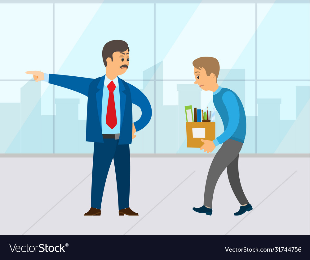 Angry Boss Dismiss Sad Employee. Unemployed Man Stock Illustration -  Illustration of dismissal, design: 139043120