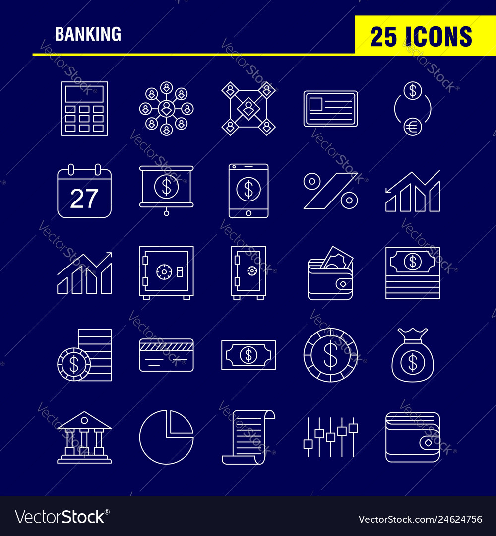 Banking line icon for web print and mobile uxui vector image Banking line icon for web print and mobile uxui