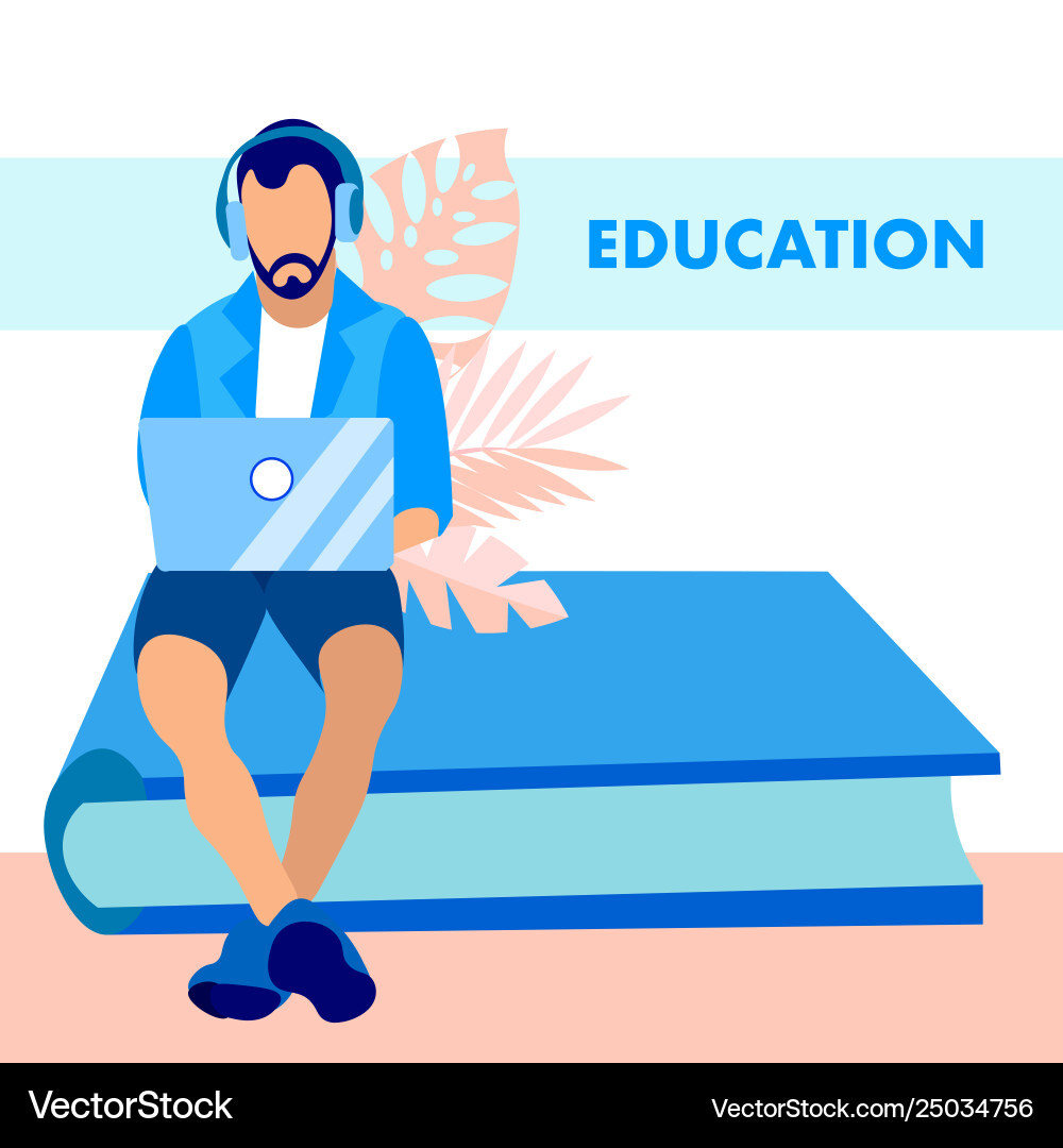 Education Knowledge Gaining Flat Banner Royalty Free Vector