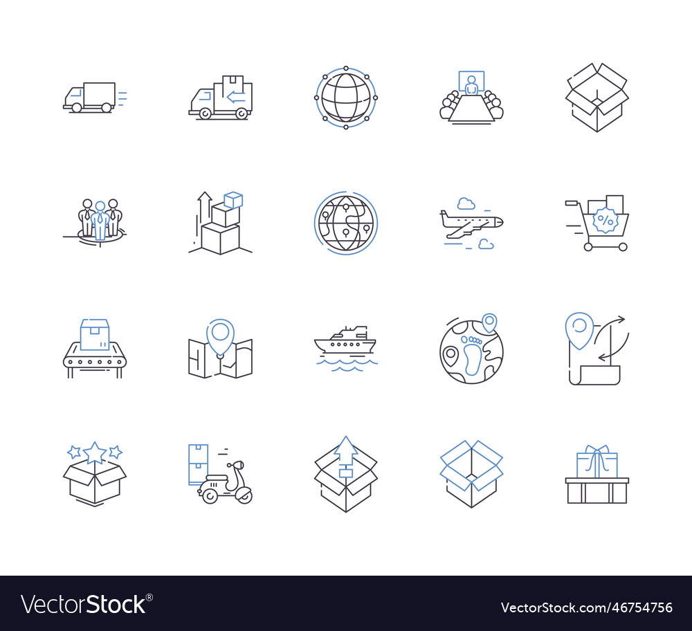 Logistic management outline icons collection Vector Image