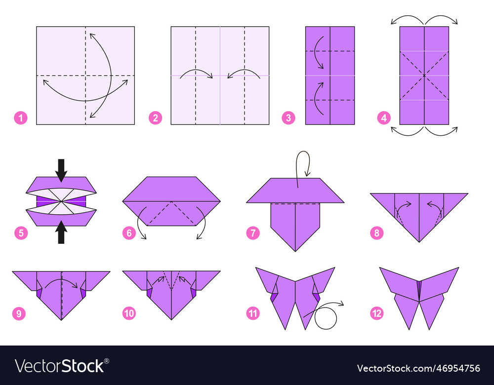 Origami tutorial for kids cute butterfly Vector Image