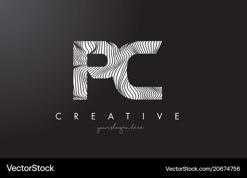 Pc p c letter logo with zebra lines texture Vector Image