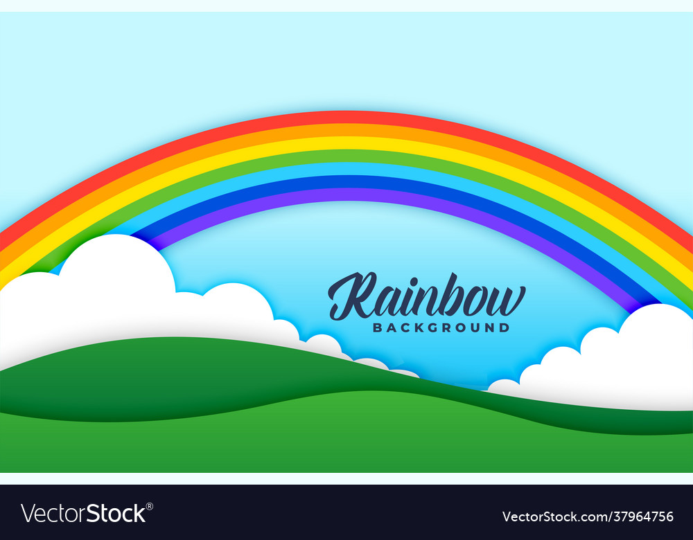 Rainbow clouds and meadows background design scene