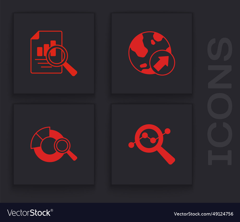 Set search data analysis document with graph vector image Set search data analysis document with graph