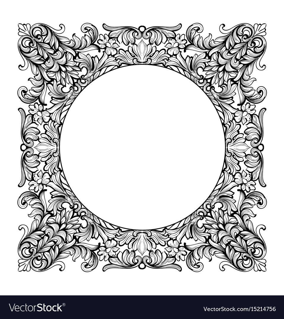 Vintage Imperial Baroque Mirror Round Frame Vector Image
