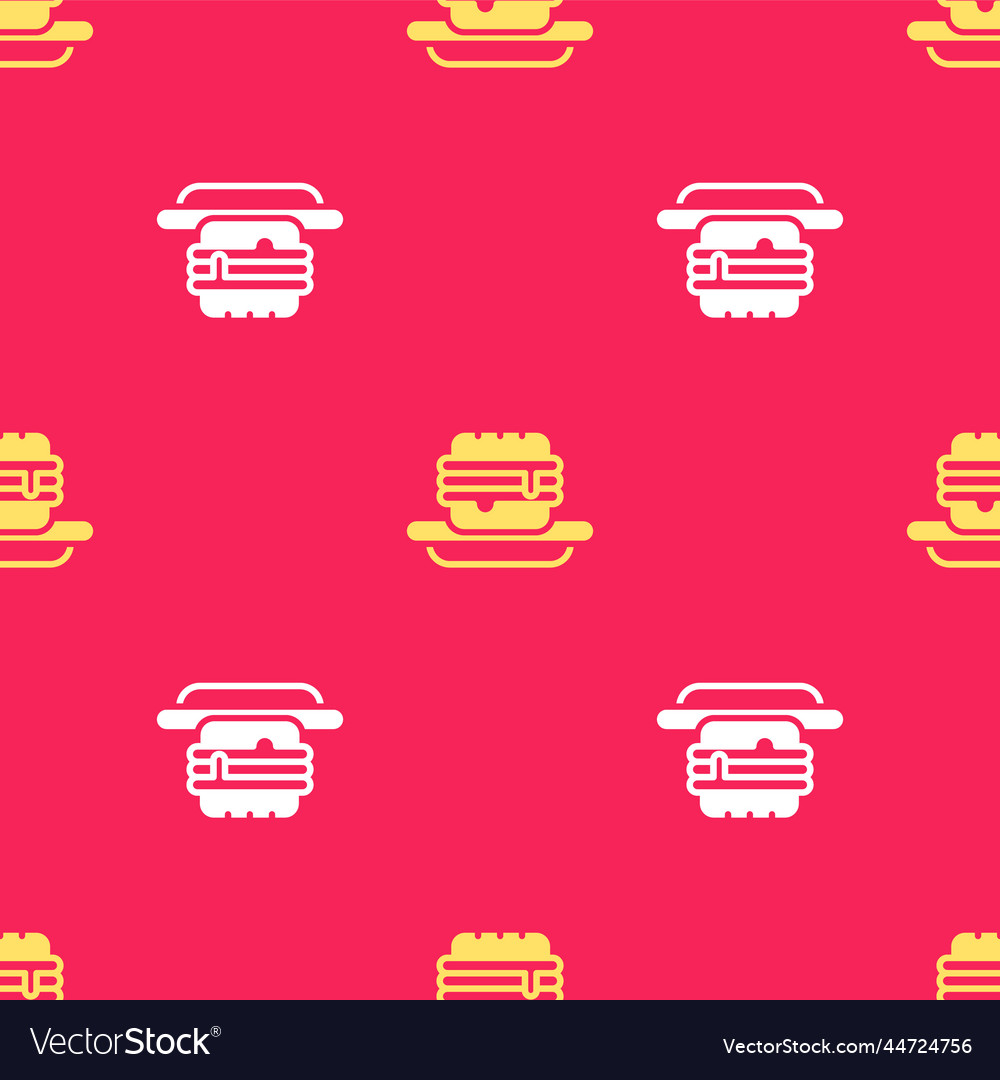 Yellow junk food icon isolated seamless pattern