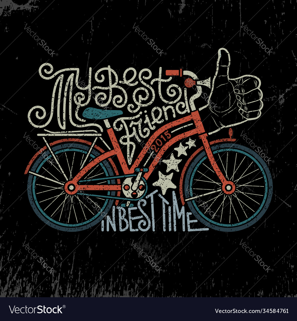 Bicycle vintage lettering hand drawn lettering Vector Image