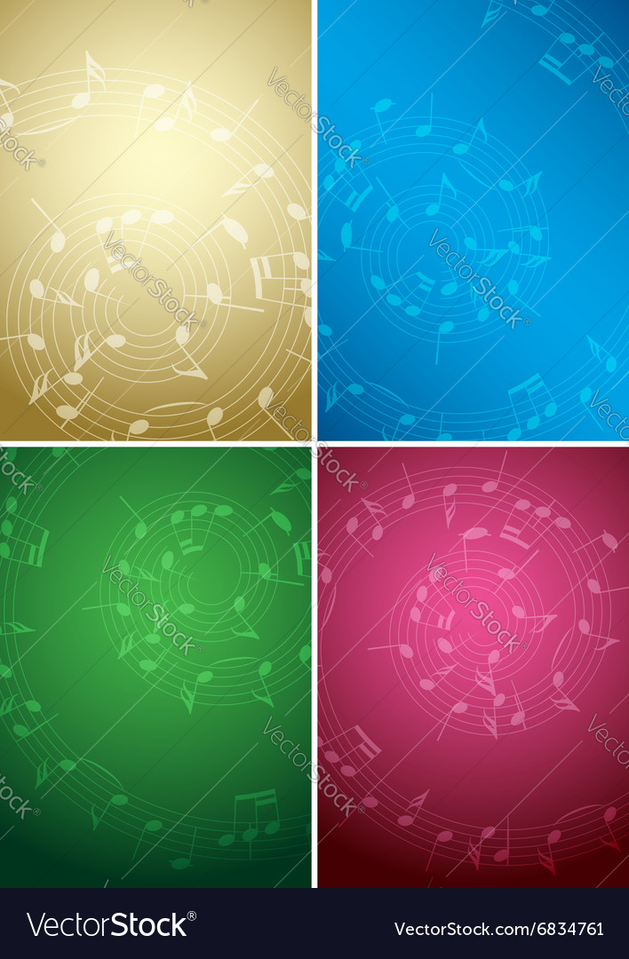 Bright music backgrounds with notes - color set