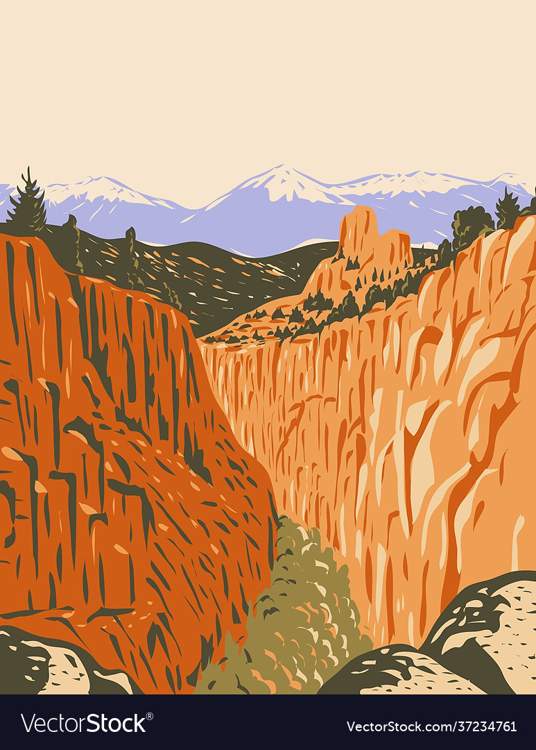 Browns canyon national monument with canyons vector image Browns canyon national monument with canyons