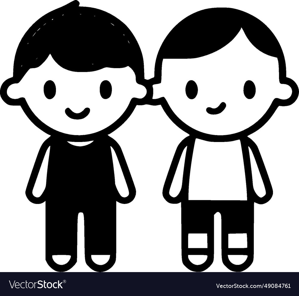 Children - black and white Royalty Free Vector Image