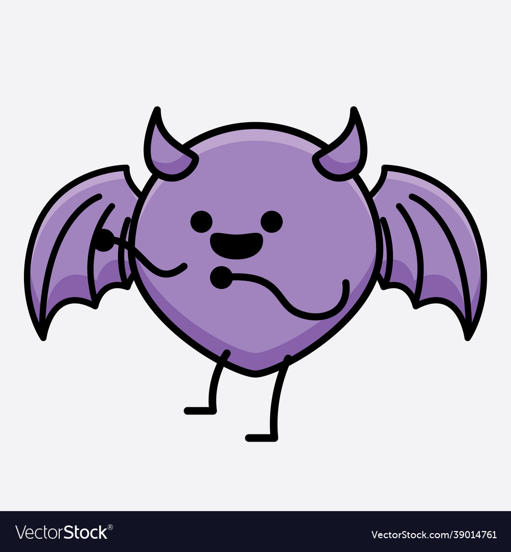 Devil bat character with cute face and simple