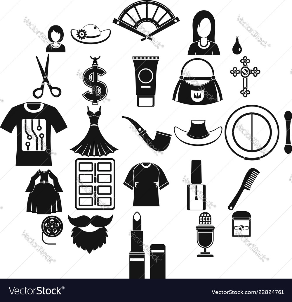 Fashion Designer Icons Set Simple Style Royalty Free Vector