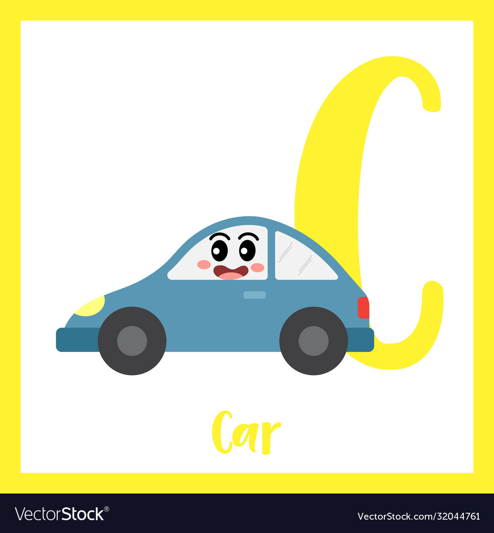 Letter c vocabulary car Royalty Free Vector Image