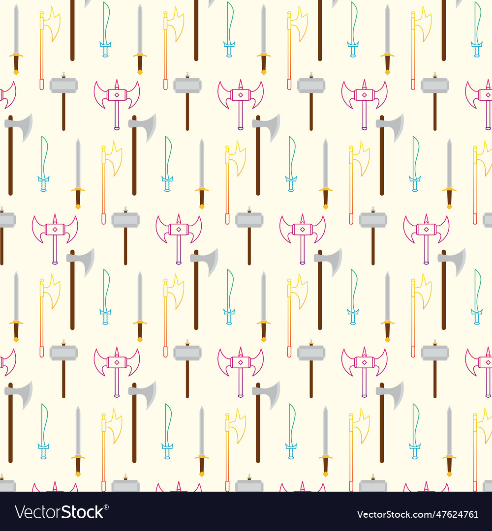 Seamless pattern background with medieval weapons