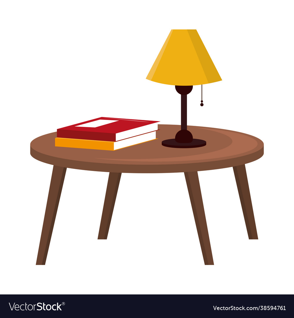 Table lamp with books Royalty Free Vector Image