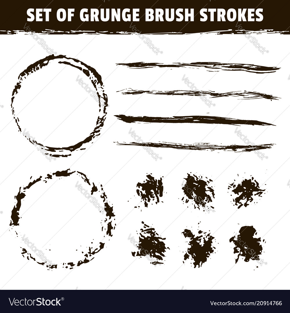 Artistic brushes and round black ink strokes vector image Artistic brushes and round black ink strokes