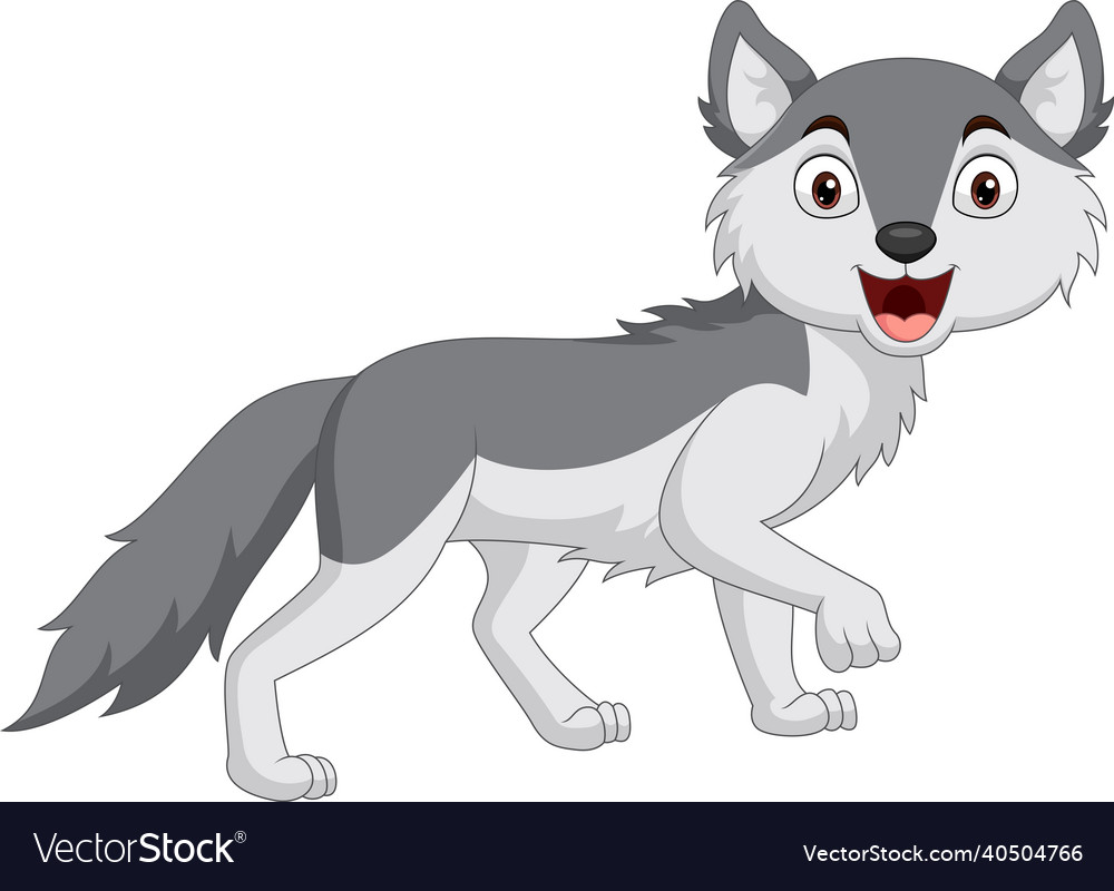 Cartoon smiling wolf on white background Vector Image