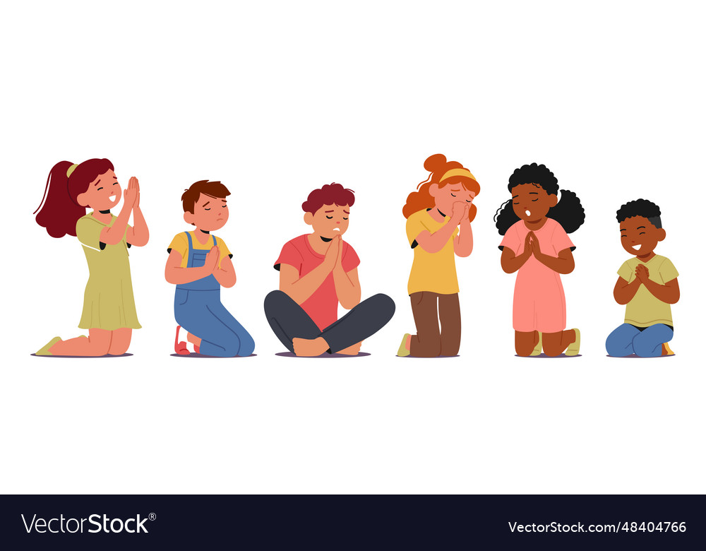 Children boys and girls characters in peaceful Vector Image