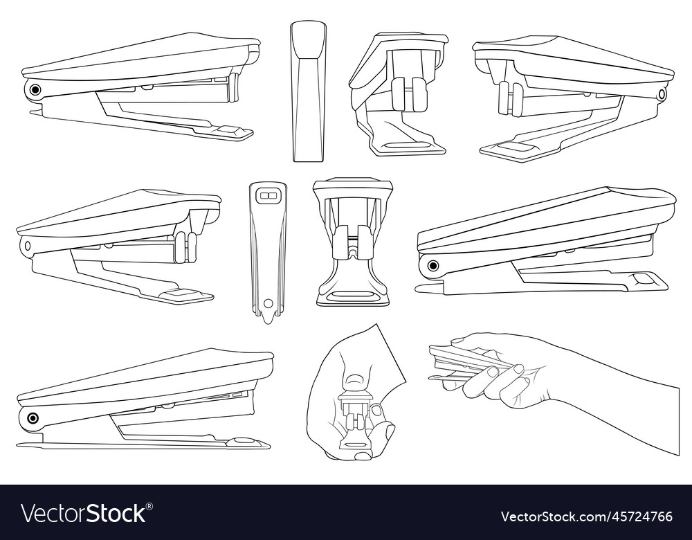 Collection of different staplers Royalty Free Vector Image