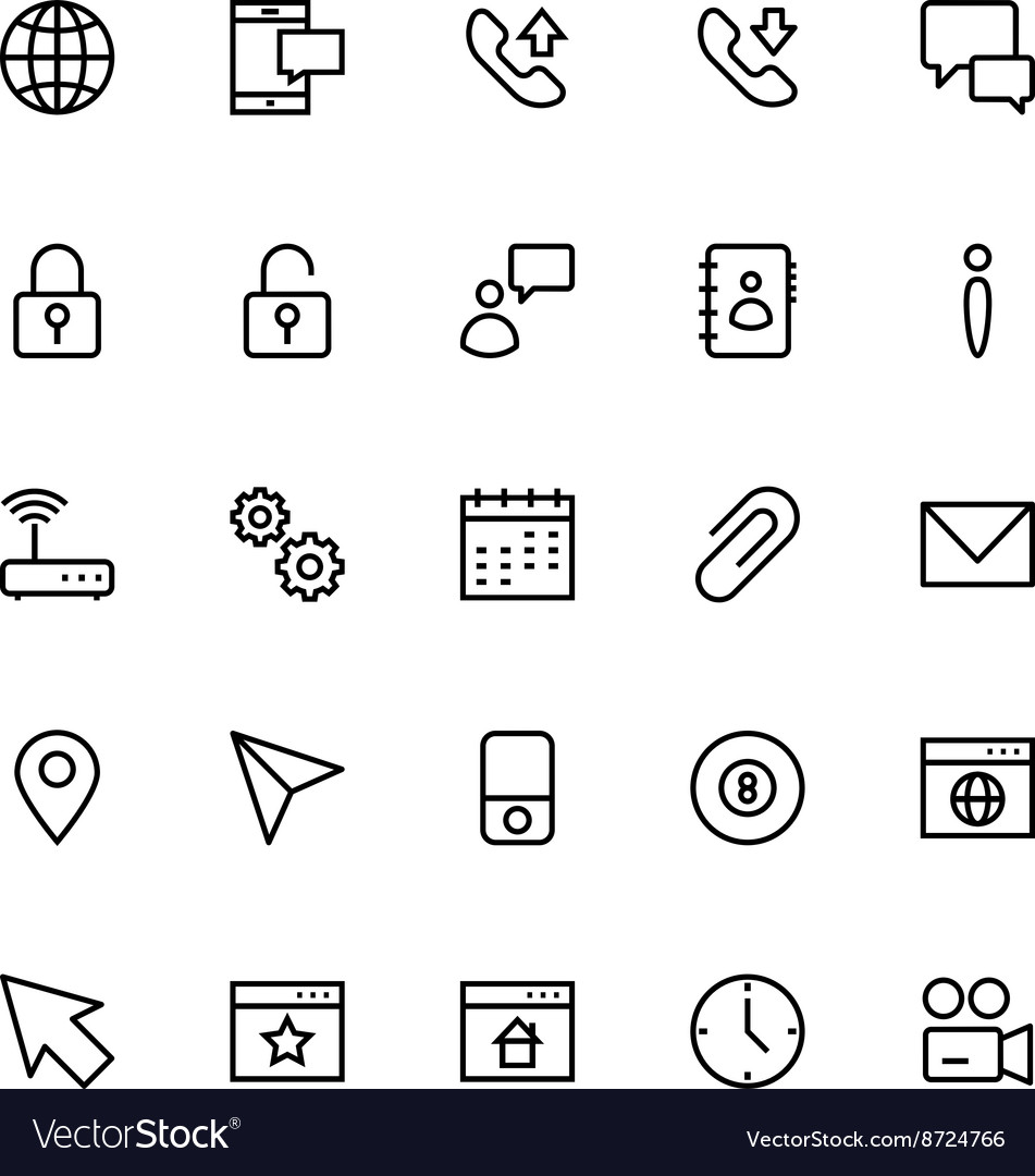 Colored Line User Interface Icons