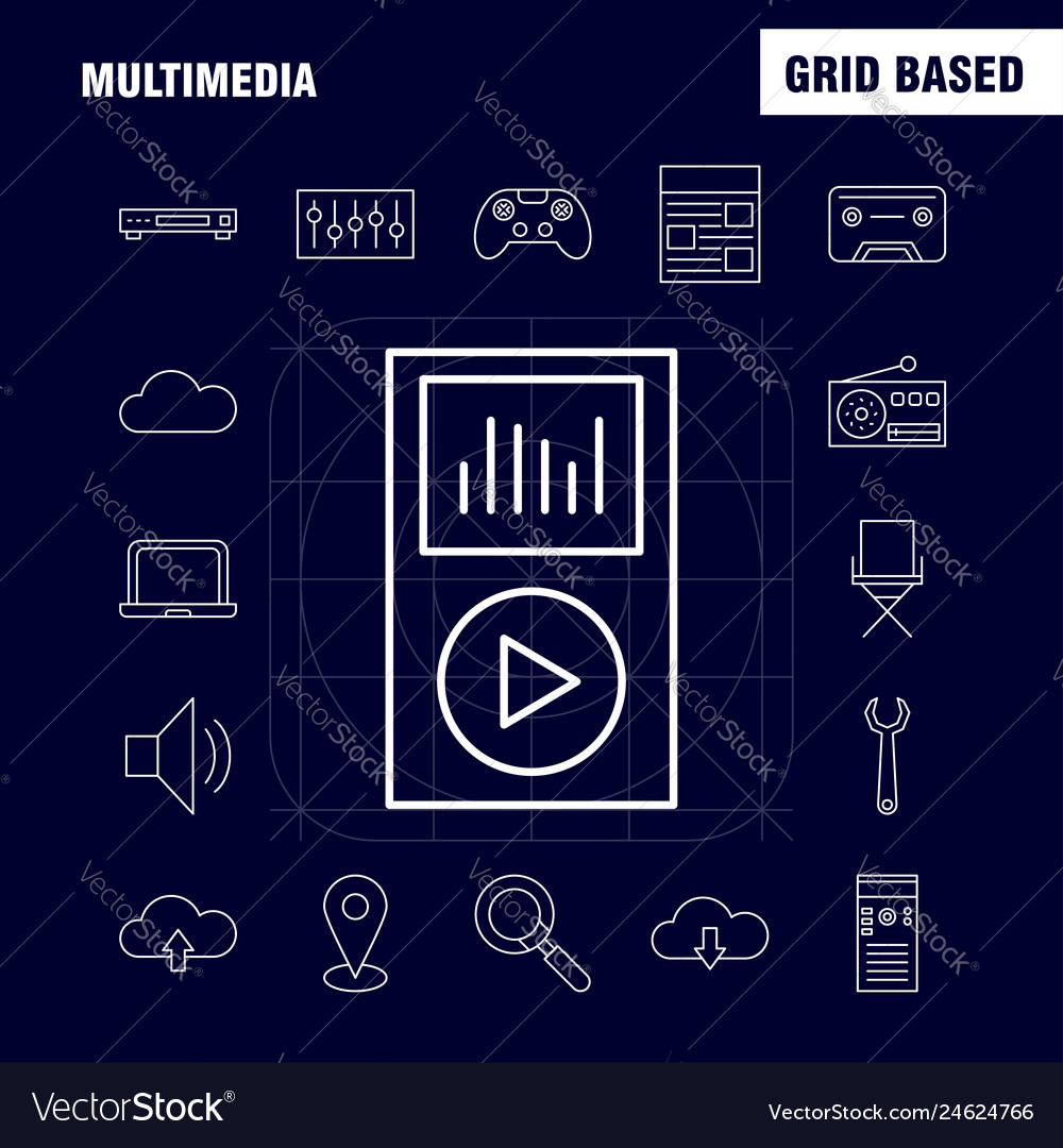 Multimedia line icon for web print and mobile vector image Multimedia line icon for web print and mobile