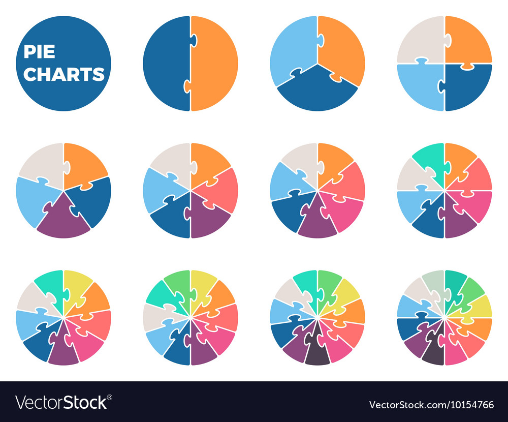 Pie charts for infographics Diagrams with 1 - 12 Vector Image