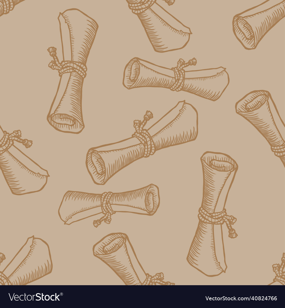 Scroll paper seamless pattern vector image Scroll paper seamless pattern