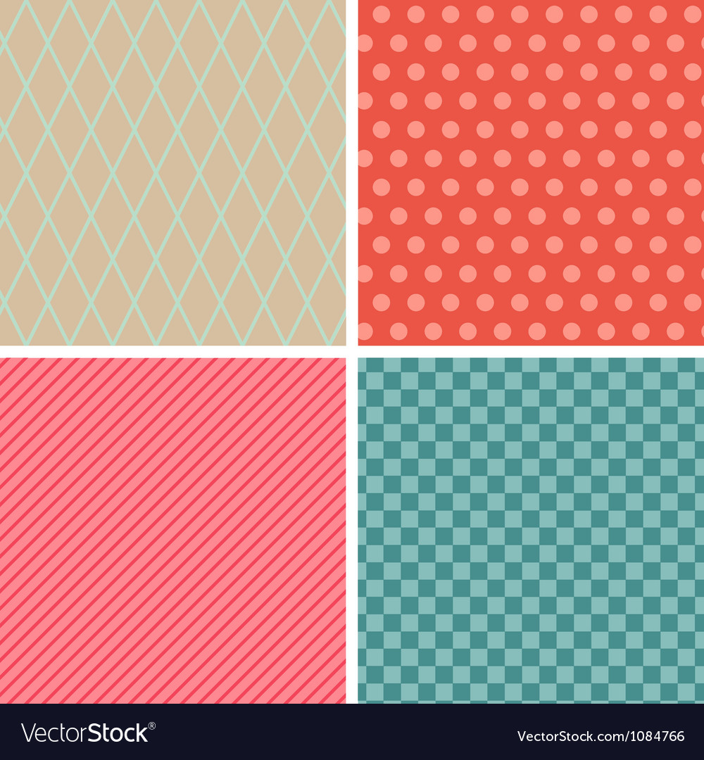 Seamless abstract retro pattern set of 4 geometric