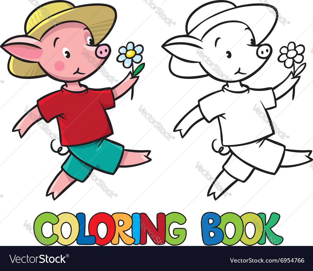 Walking little piglet coloring book