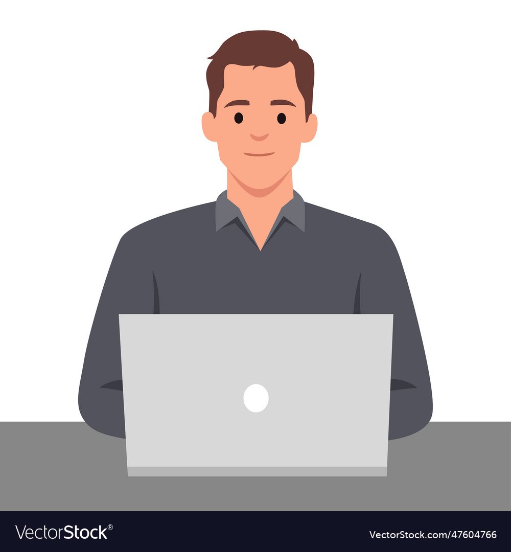 Young business man working with his laptop Vector Image