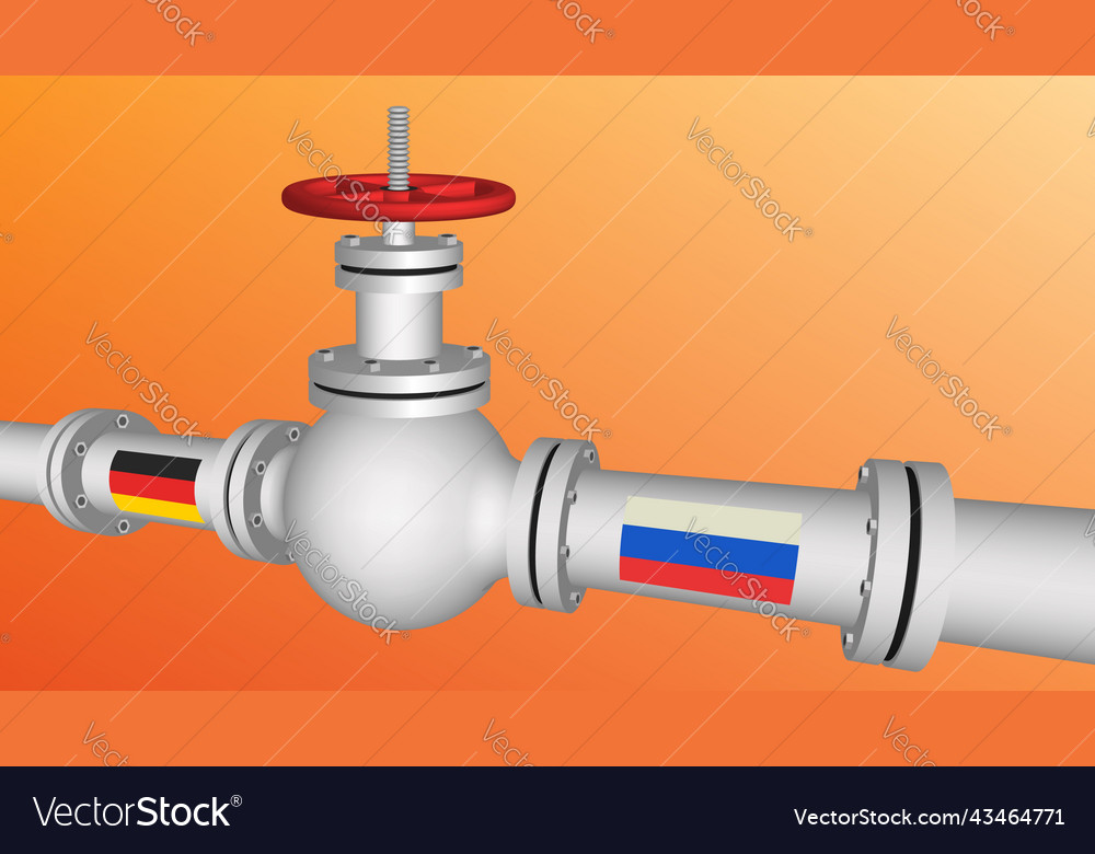 3d gas pipeline with closed red tap flags