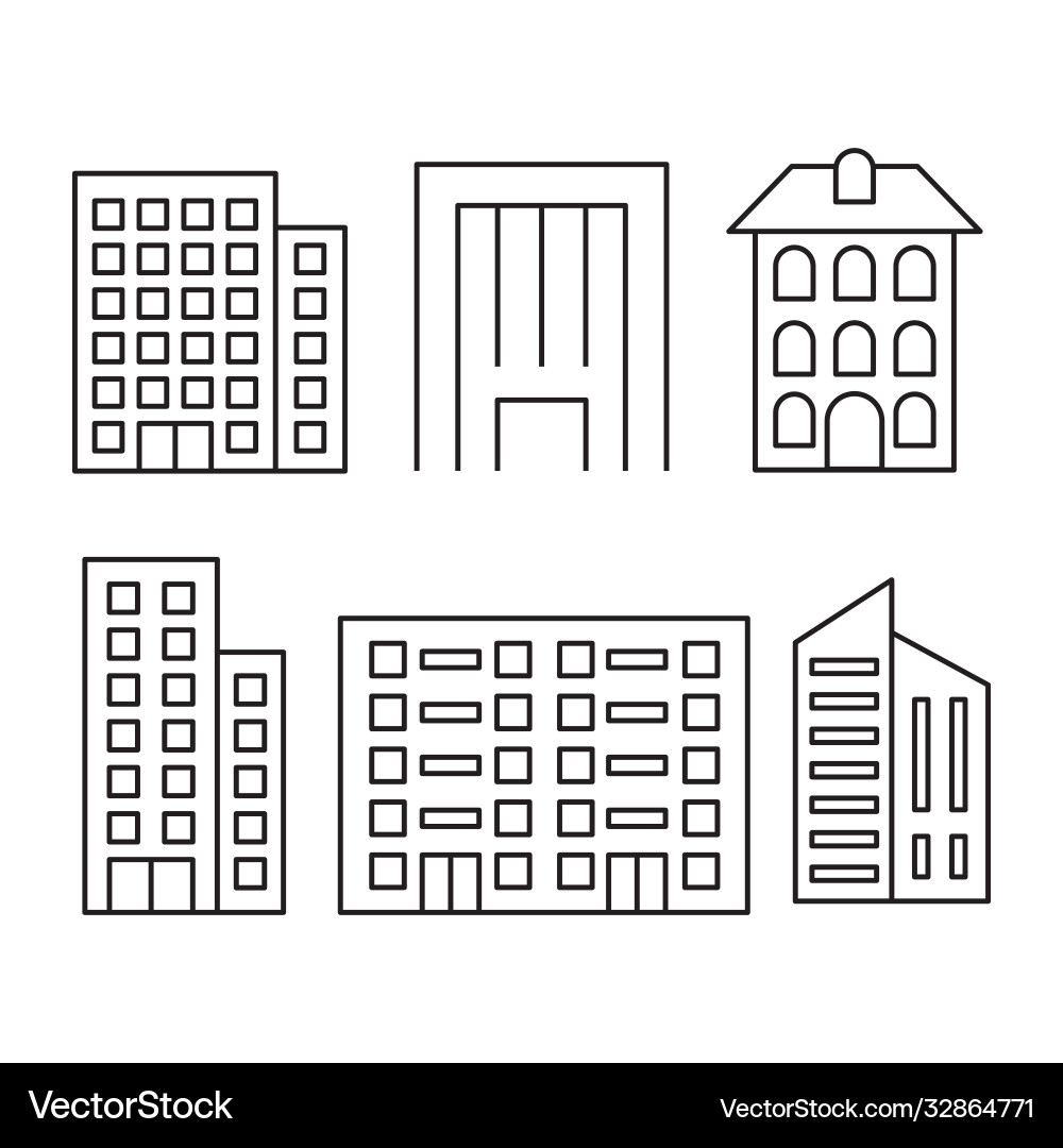 Building icon set Royalty Free Vector Image - VectorStock